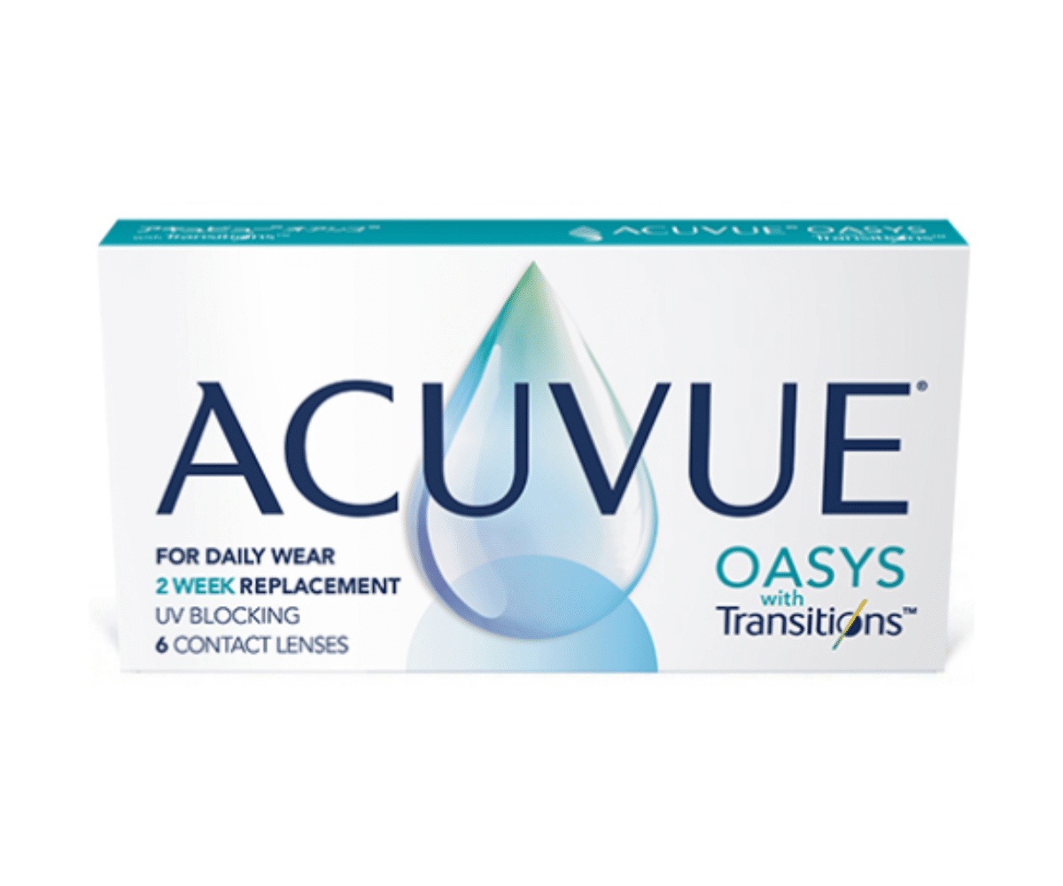 עדשות מגע דו שבועיות  אקיוביו אואזיס מתכהות acuvue oasys with transitions