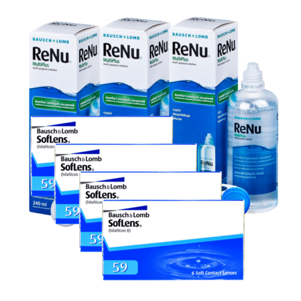 עדשות מגע חודשיות סופלנס 59 + שלישיית תמיסות Soflens 59 Combo Deal