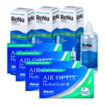 עדשות מגע חודשיות צילינדר אייר אופטיקס היידרהגלייד + שלישיית תמיסות Air Optix hydraglide Astigmetism Combo Deal