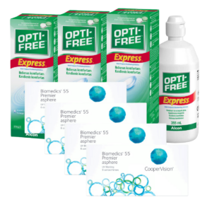 עדשות מגע חודשיות  ביומדיקס אוולושיין + שלישיית תמיסות  Biomedics 55 Evolution Combo Deal