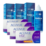 עדשות מגע חודשיות צילינדר אקיוביו ויטה + שלישיית תמיסות acuvue vita astigmatism Combo Deal