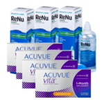 עדשות מגע חודשיות צילינדר אקיוביו ויטה + שלישיית תמיסות acuvue vita astigmatism Combo Deal