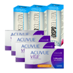 עדשות מגע חודשיות צילינדר אקיוביו ויטה + שלישיית תמיסות acuvue vita astigmatism Combo Deal